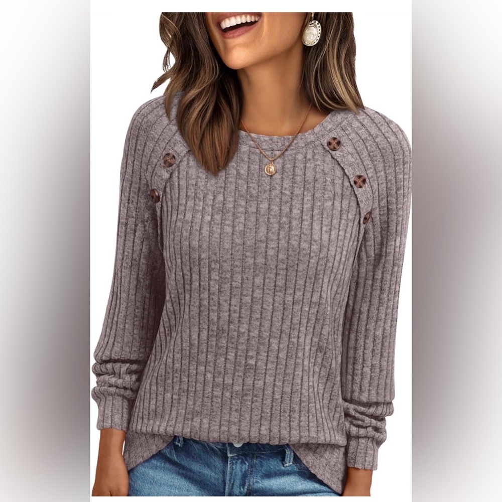Elegant Ribbed Knit Sweater in Rose Taupe